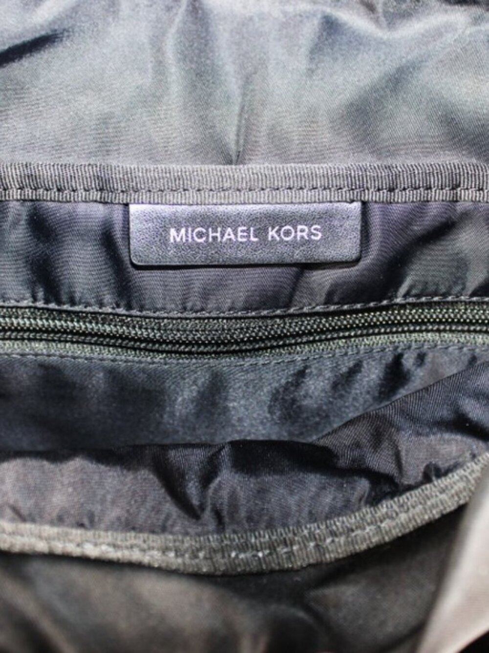 Michael Kors Black Nylon Backpack Logo Strap Buckle Drawstring Travel Bag - Picture 8 of 12